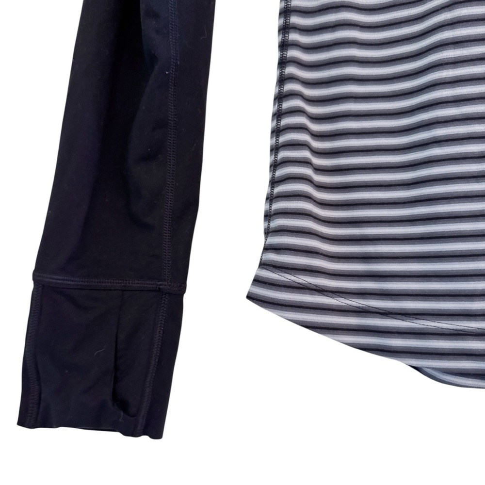 MOUNTAIN HARDWEAR Butterlicious Striped Hooded Top Size Medium in Black Stripe - Picture 5 of 13